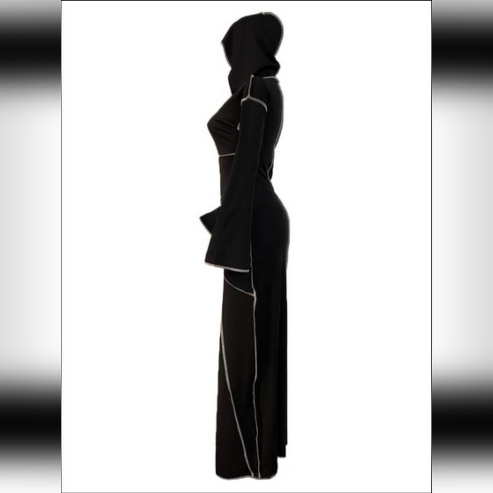 NEW BLACK HOODED DRESS PLUS FITS: SIZES 3XL-4XL - Picture 4 of 5